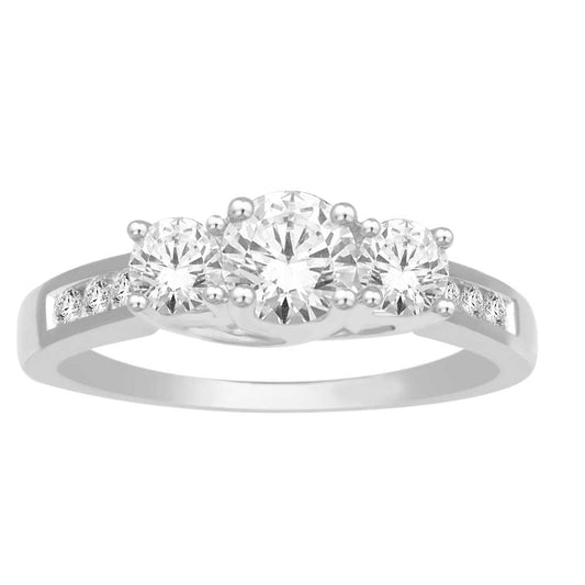 14K White Gold 1/2 Ct.tw. Diamond Three Stone Ring