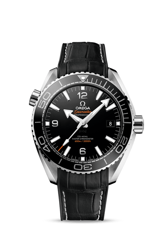 PLANET OCEAN 600 M OMEGA CO-AXIAL MASTER CHRONOMETER 43.5
 MM
 
 Steel on leather strap with rubber lining