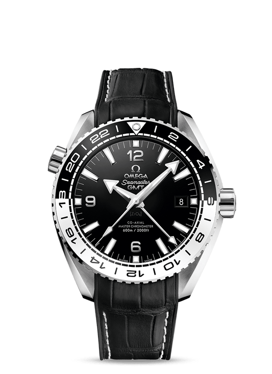 PLANET OCEAN 600 M OMEGA CO-AXIAL MASTER CHRONOMETER GMT
 43.5 MM
 
 Steel on leather strap with rubber lining