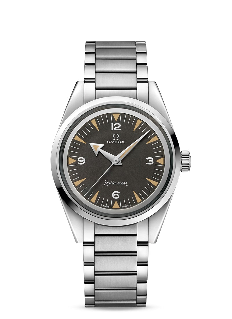 RAILMASTER OMEGA CO-AXIAL MASTER
 CHRONOMETER 38 MM
 The 1957 Trilogy
 
 Stainless Steel