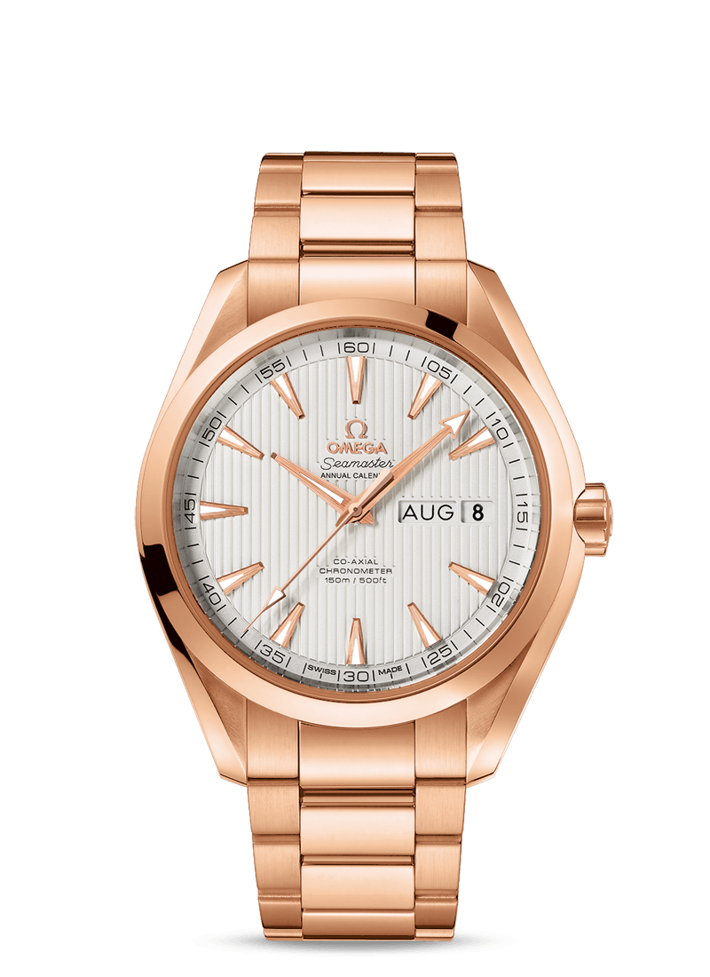 AQUA TERRA 150 M OMEGA CO-AXIAL ANNUAL CALENDAR 43 MM
 
 Red gold on red gold