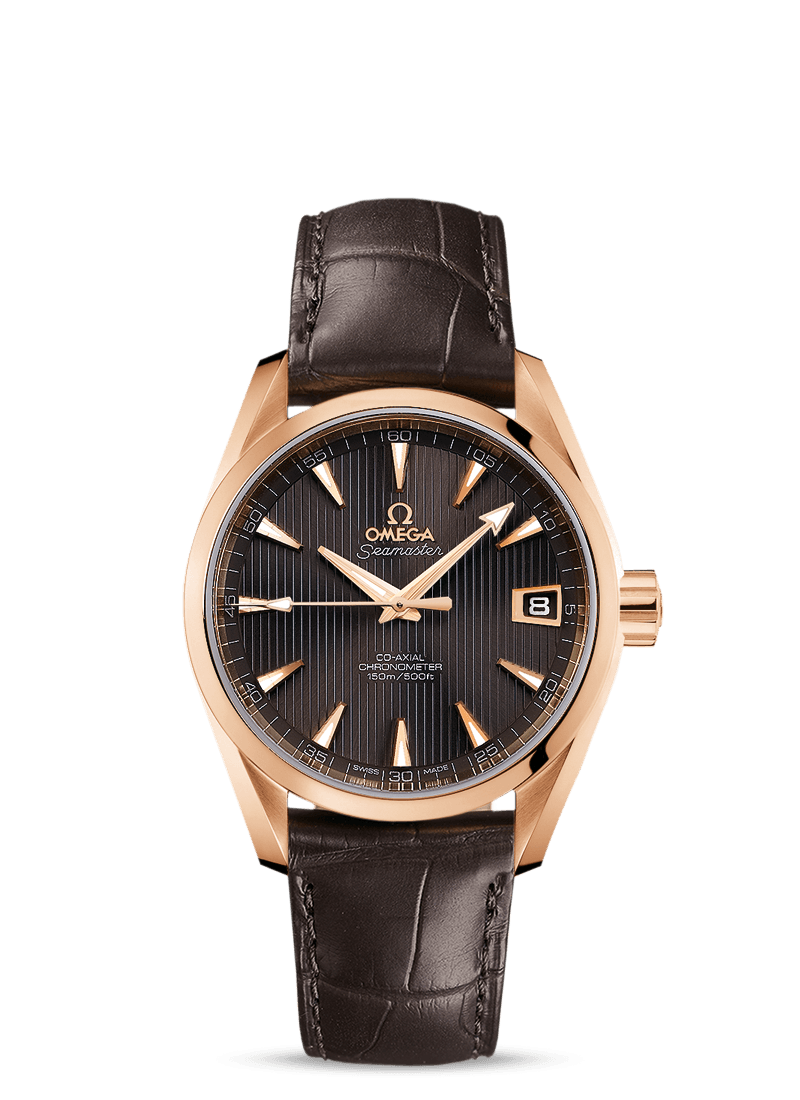 AQUA TERRA 150 M OMEGA CO-AXIAL 38.5 MM
 
 Red gold on leather strap