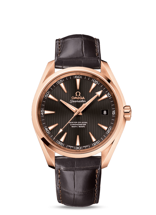 AQUA TERRA 150 M OMEGA MASTER CO-AXIAL 41.5 MM
 
 Red gold on leather strap