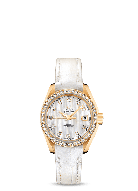 AQUA TERRA 150 M OMEGA CO-AXIAL 30 MM
 
 Steel - yellow gold on leather strap