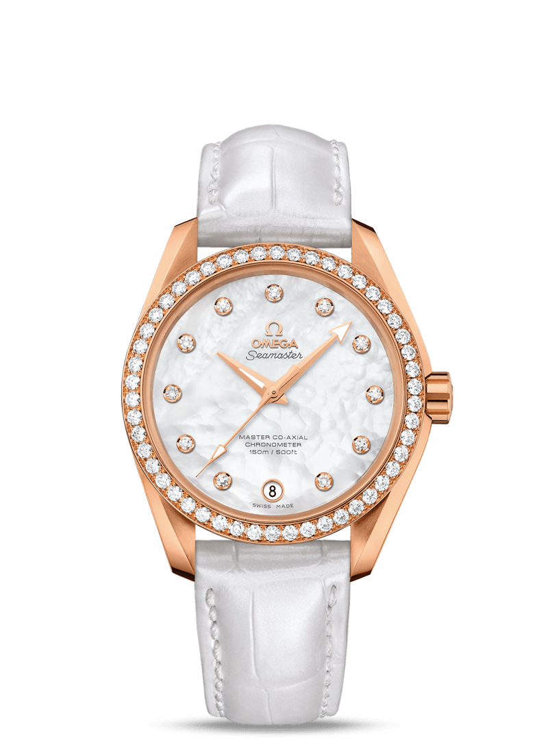 AQUA TERRA 150 M OMEGA MASTER CO-AXIAL LADIES' 38.5 MM
 
 Red gold on leather strap