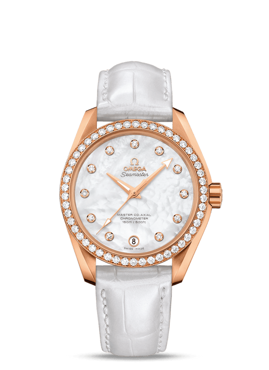 AQUA TERRA 150 M OMEGA MASTER CO-AXIAL LADIES' 38.5 MM
 
 Red gold on leather strap