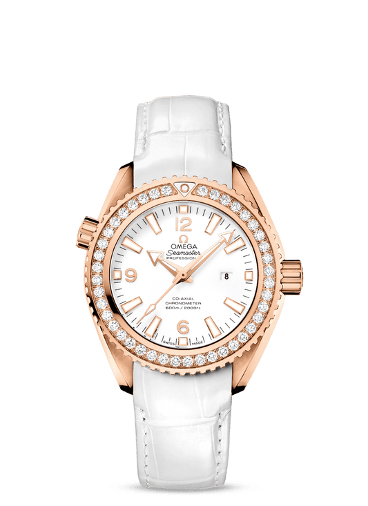 PLANET OCEAN 600 M OMEGA CO-AXIAL 37.5 MM
 
 Red gold on leather strap