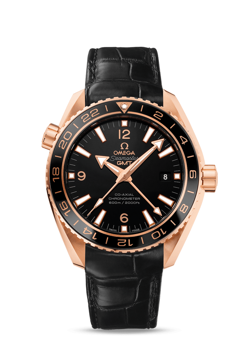 PLANET OCEAN 600 M OMEGA CO-AXIAL GMT 43.5 MM
 
 Red gold on leather strap