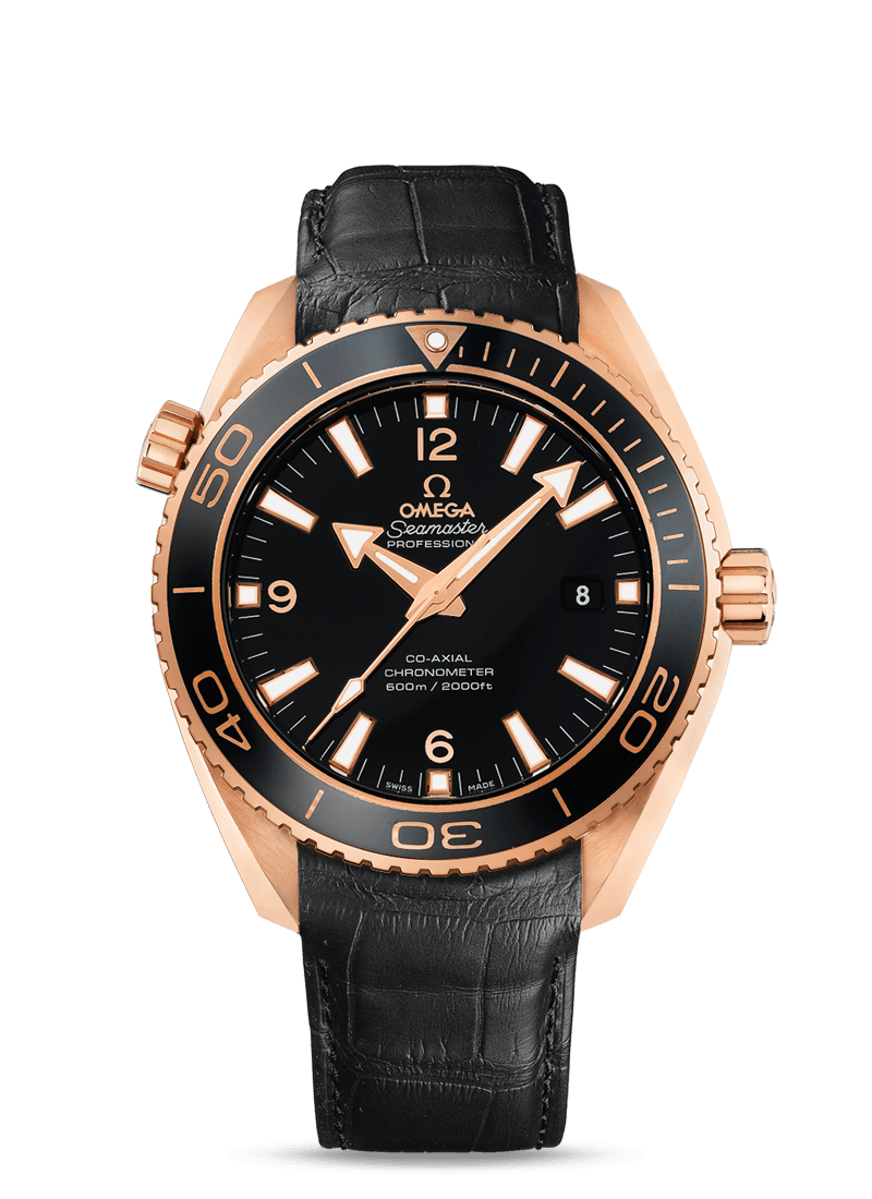 PLANET OCEAN 600 M OMEGA CO-AXIAL 45.5 MM
 
 Red gold on leather strap