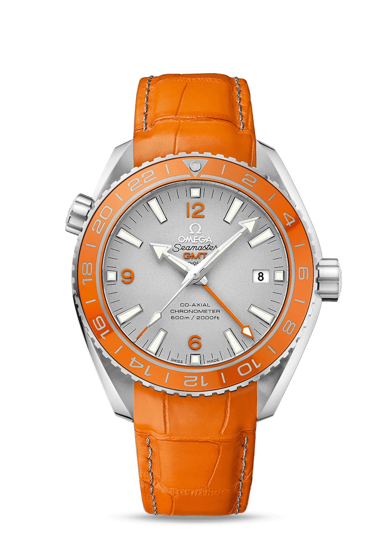 PLANET OCEAN 600 M OMEGA CO-AXIAL GMT 43.5 MM
 
 Platinum on leather strap