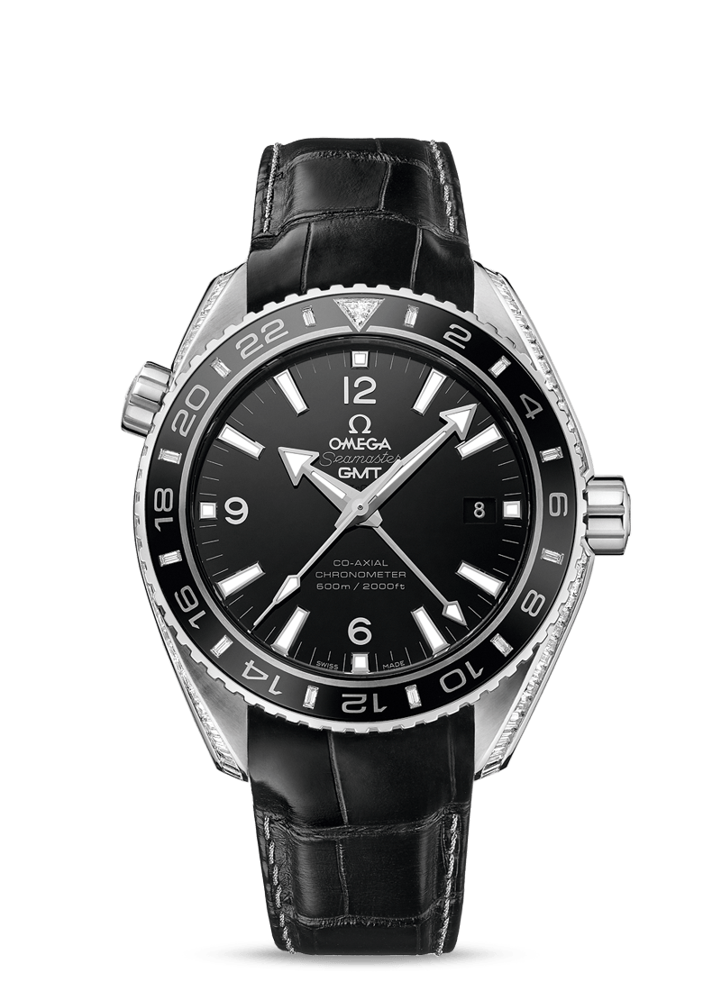 PLANET OCEAN 600 M OMEGA CO-AXIAL GMT 43.5 MM
 
 Platinum on leather strap