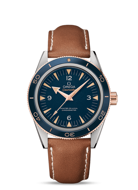 SEAMASTER 300 OMEGA MASTER CO-AXIAL 41 MM
 
 Titanium - Sedna Gold on leather strap