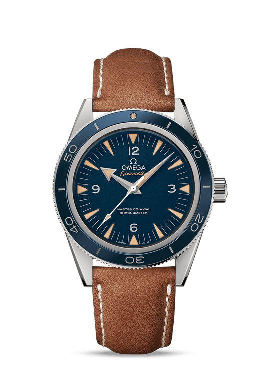 SEAMASTER 300 OMEGA MASTER CO-AXIAL 41 MM
 
 Titanium on leather strap