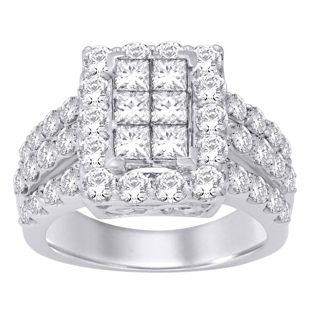 14K White Gold 3 Ct.tw. Diamond Fashion Invisible Ring