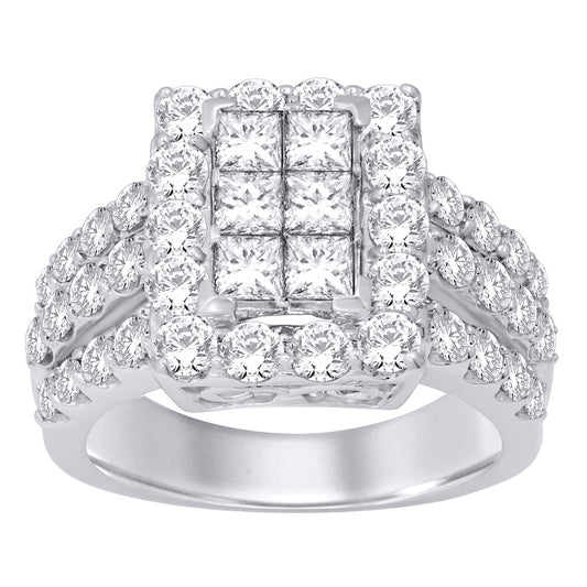 14K White Gold 3 Ct.tw. Diamond Fashion Invisible Ring