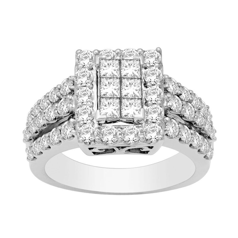 14K White Gold 2 Ct.tw.Diamond Fashion Invisible Ring