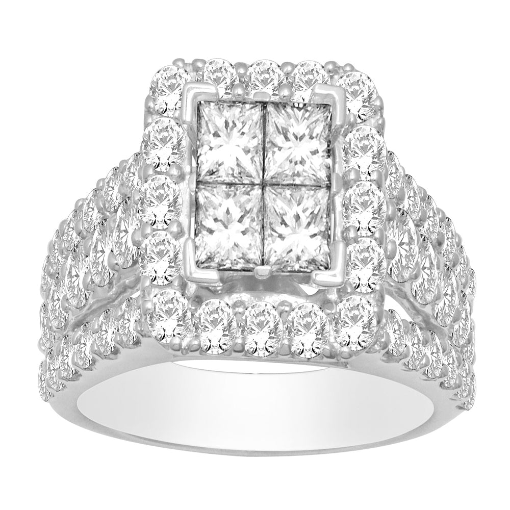 14K White Gold 3 Ct.tw.Diamond Fashion Invisible Ring