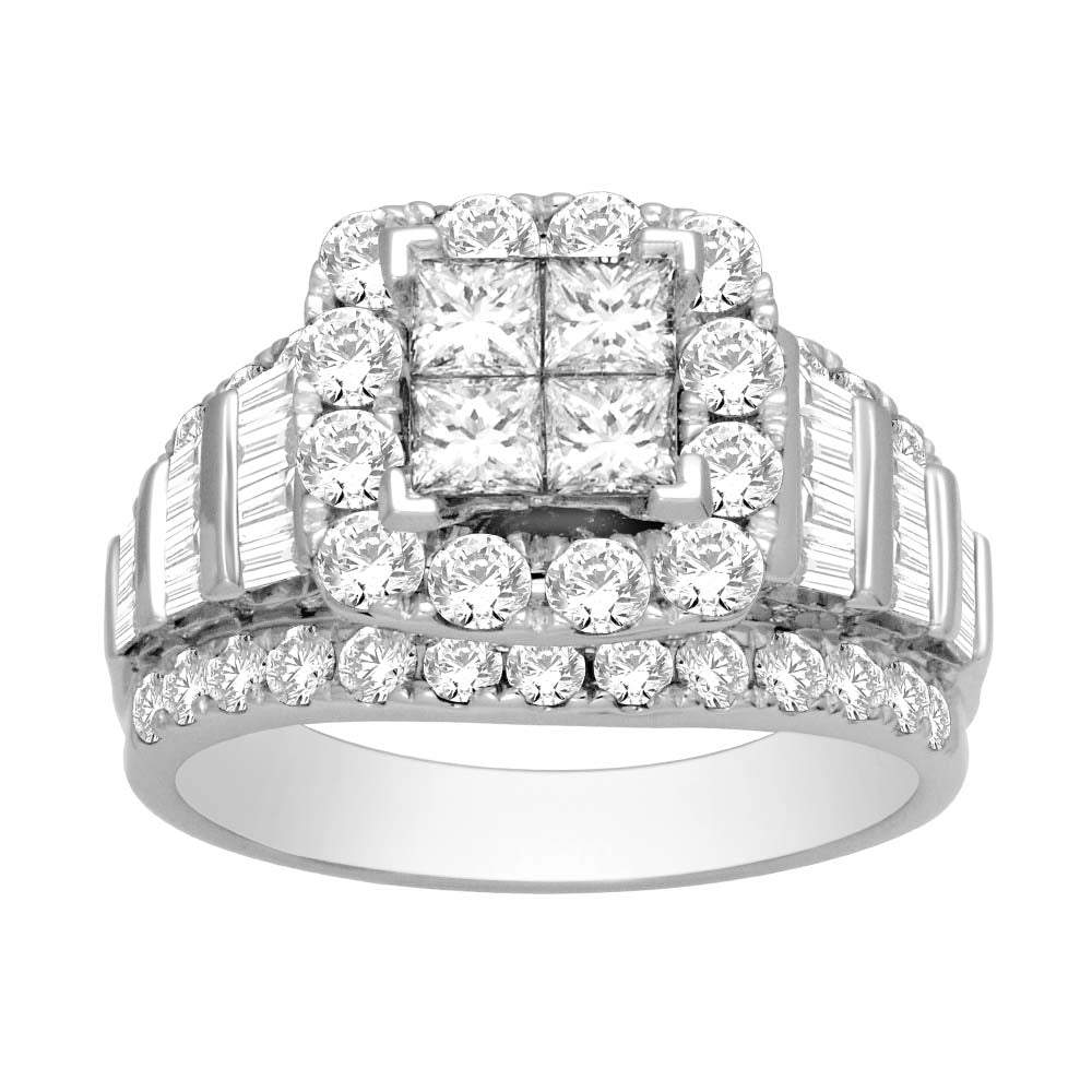 14K White Gold 2 4/5 Ct.tw.Diamond Fashion Invisible Ring