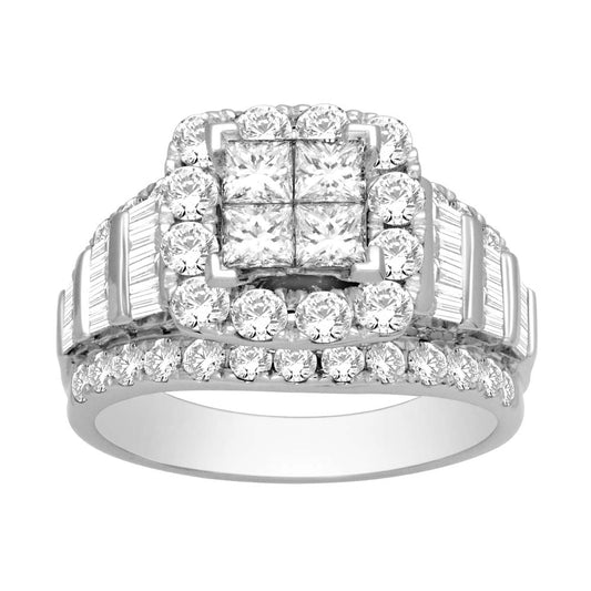 14K White Gold 2 4/5 Ct.tw.Diamond Fashion Invisible Ring