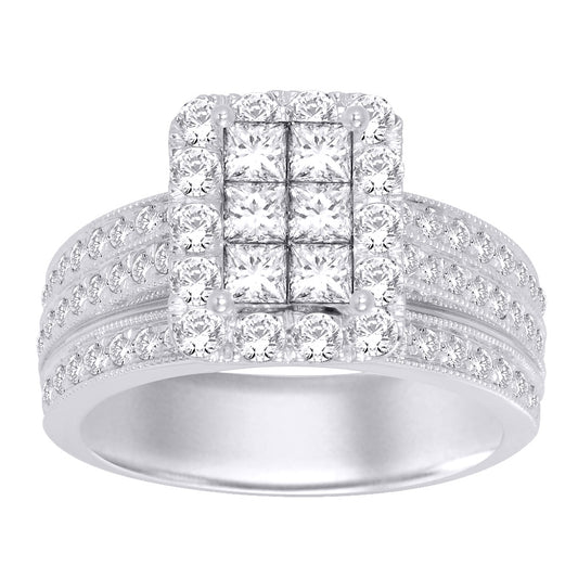 14K White Gold 1 9/10 Ct.tw.Diamond Fashion Invisible Ring