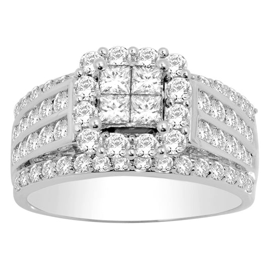 14K White Gold 2 Ct.tw.Diamond Fashion Invisible Ring