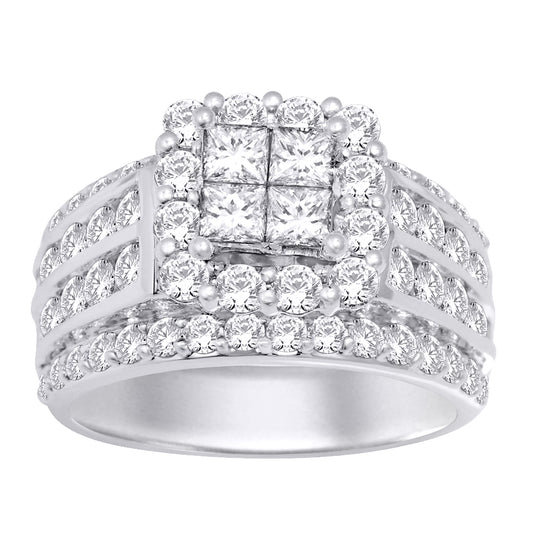 14K White Gold 4 ct.tw. Diamond Head Ring