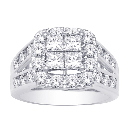 14K White Gold 3 Ct.tw.Diamond Fashion Invisible Ring