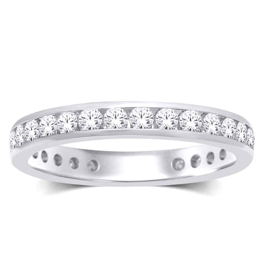 14K White Gold 1 ct.tw. Diamond Machine Band