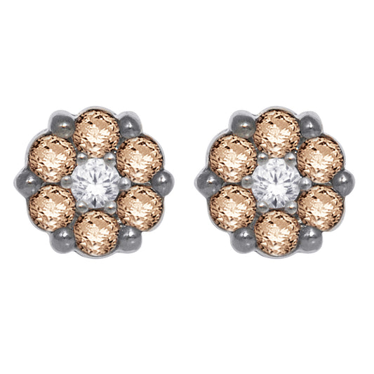 14K White Gold 1/2 Ct.tw. Diamond Flower Earring