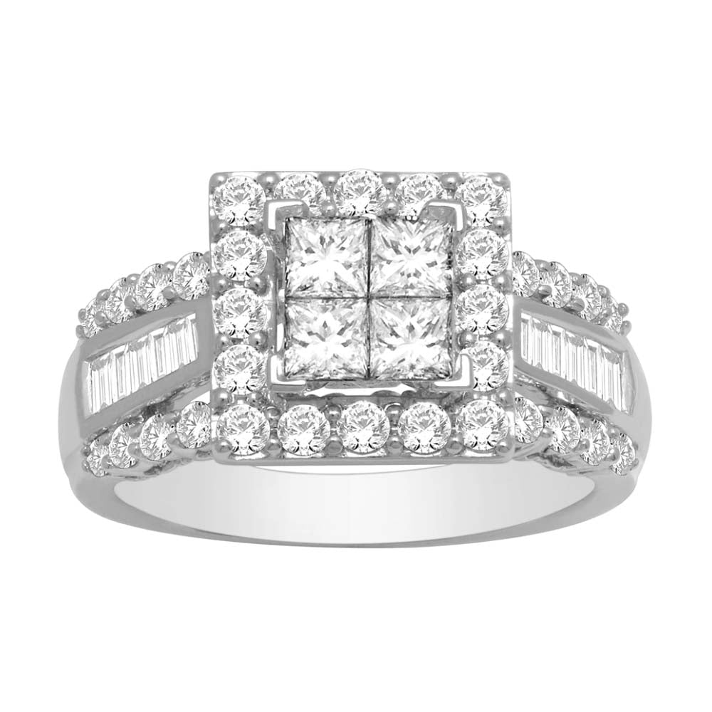 14K White Gold 2 Ct.tw.Diamond Fashion Invisible Ring