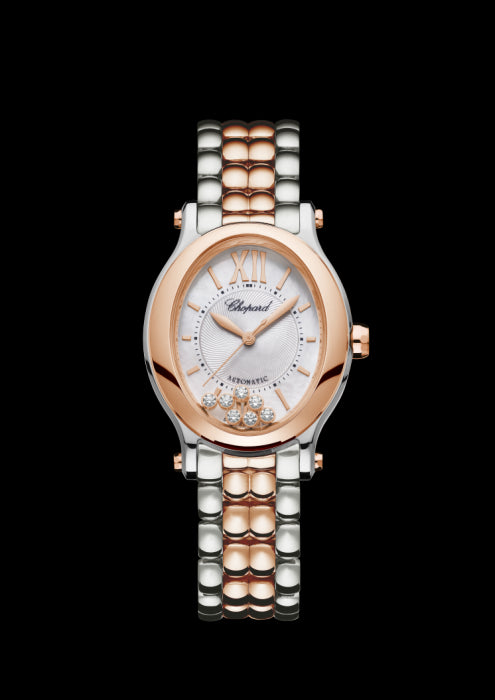 HAPPY SPORT OVAL
 18K ROSE GOLD, STAINLESS STEEL AND DIAMONDS
