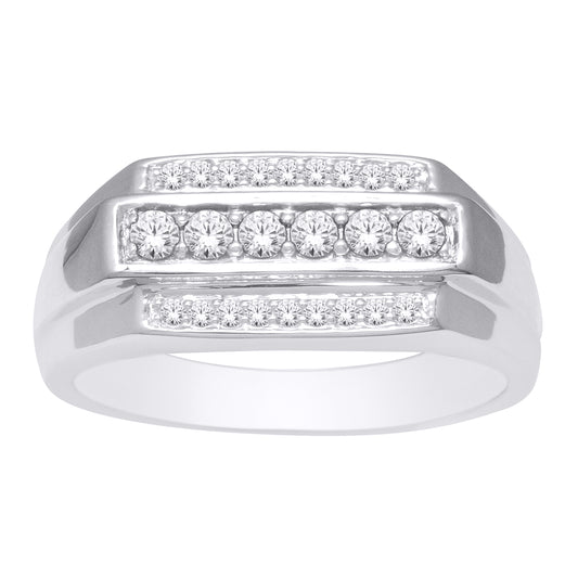 14K White Gold 2/5 ct.tw. Diamond Mens Ring