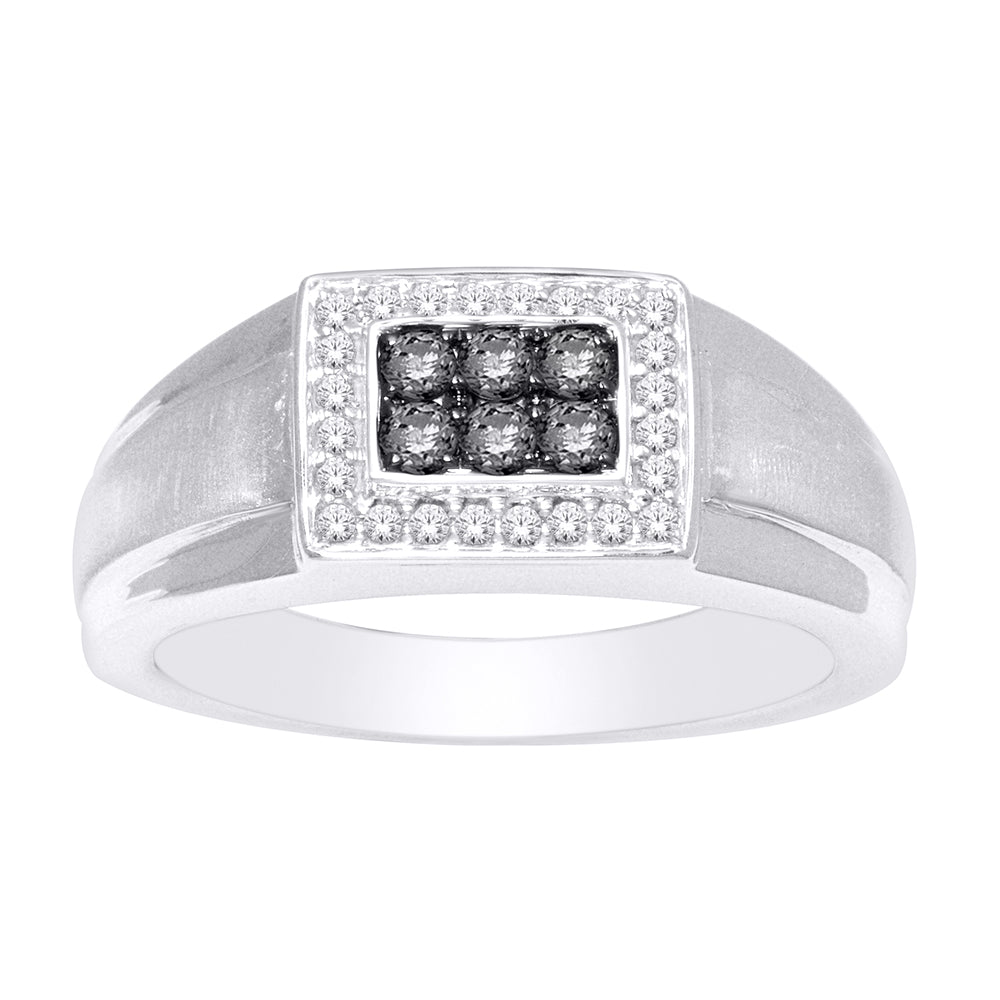 14K White Gold 2/5 Ct.tw. Diamond Gents Ring