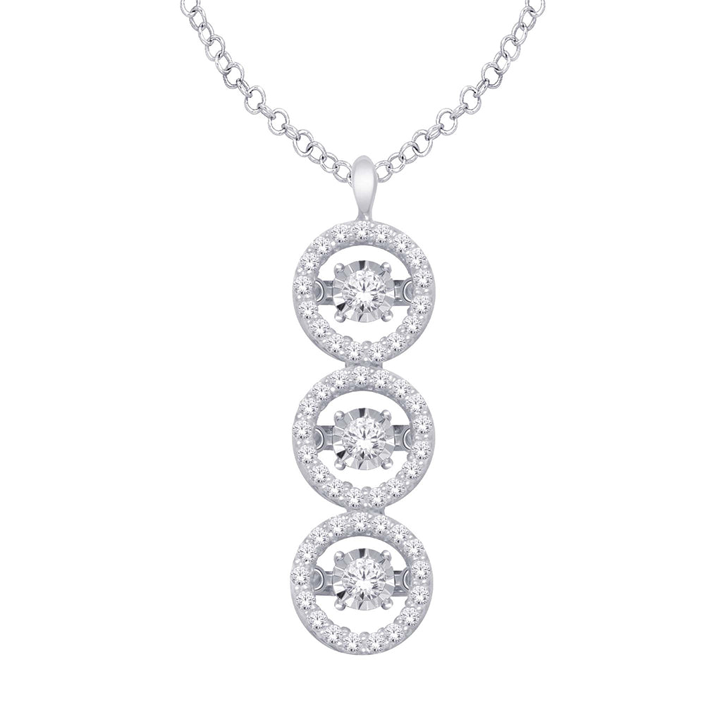 14K White Gold Dancing Diamond Pendant