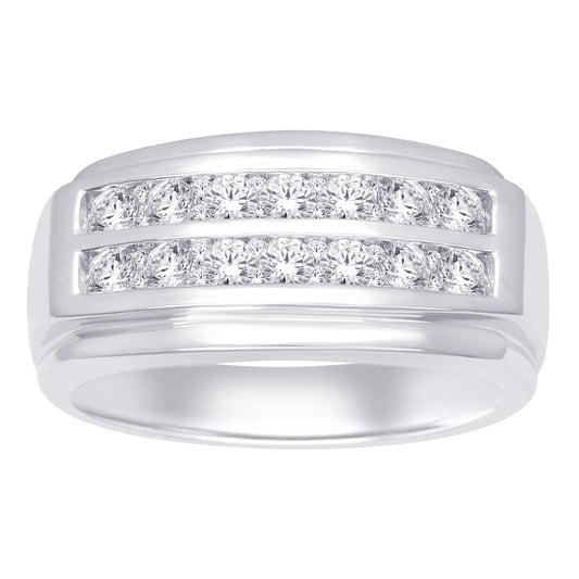 14K White Gold 1ct Diamond Mens Ring