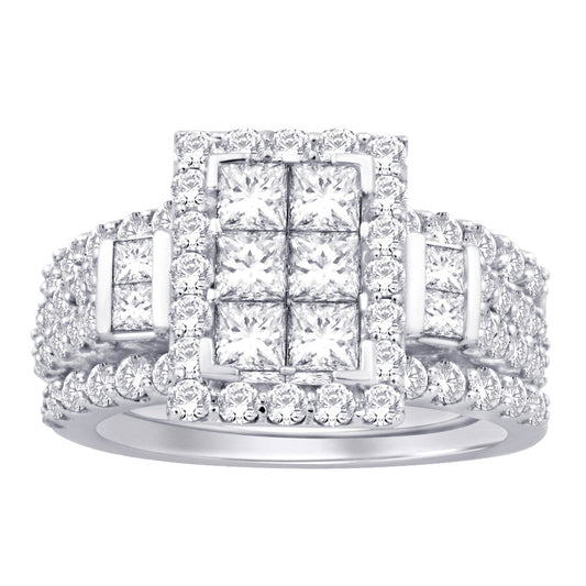 14K White Gold 3ct Diamond Bridal Ring