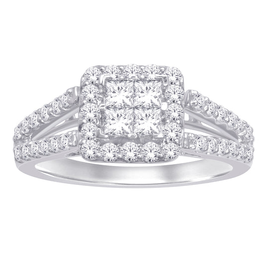 14K White Gold 1 Ct.tw.Diamond Fashion Invisible Ring