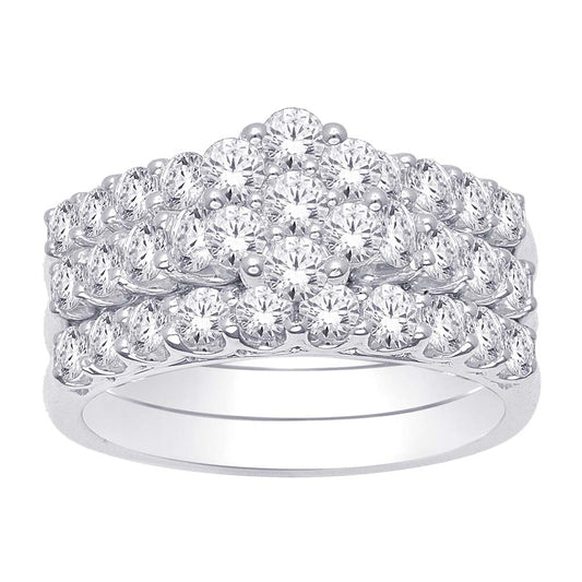 14K White Gold 3 Ct.tw.Diamond Bridal Invisible Ring