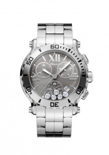 HAPPY SPORT 42 MM CHRONO WATCH STAINLESS STEEL AND DIAMONDS