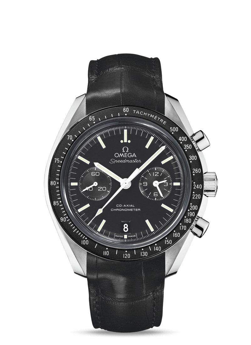 MOONWATCH OMEGA CO-AXIAL CHRONOGRAPH 44.25 MM
 Steel on leather strap