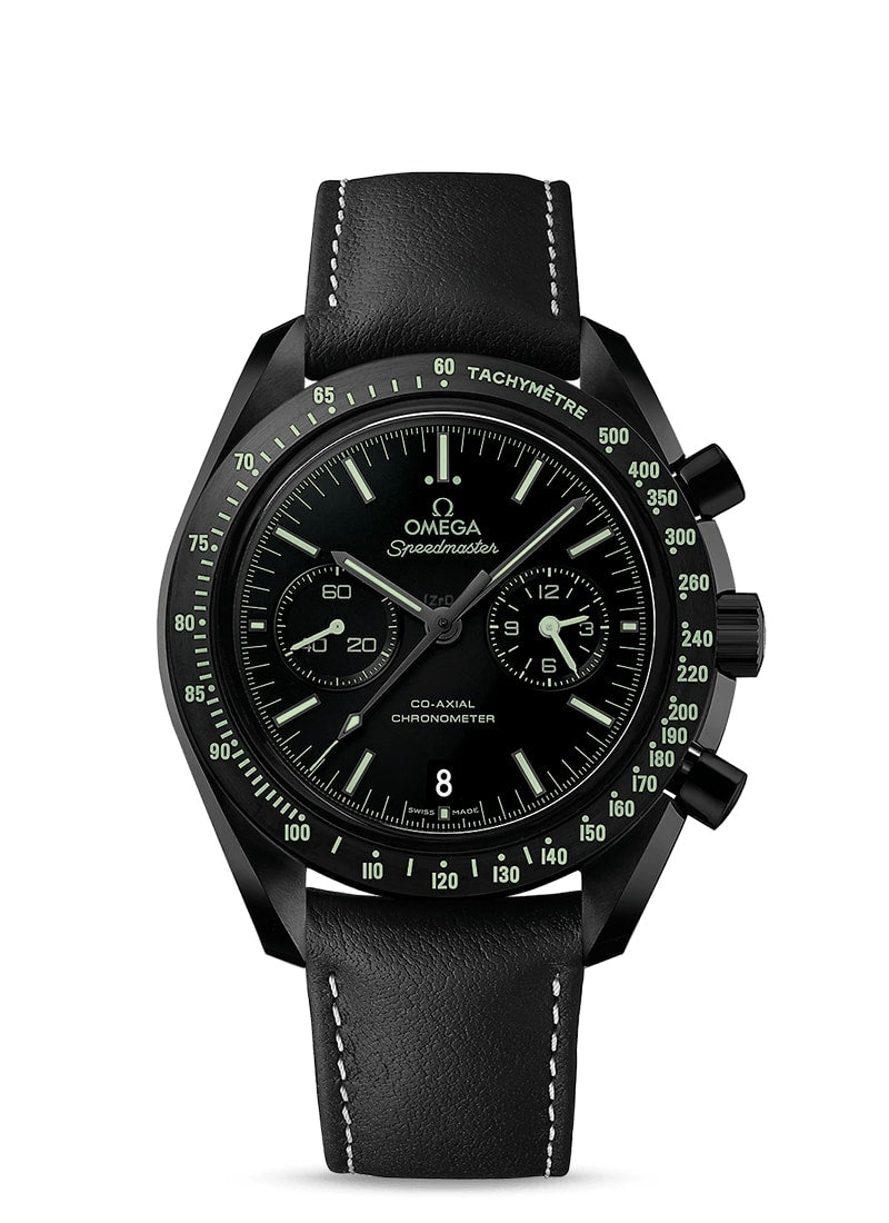 MOONWATCH OMEGA CO-AXIAL CHRONOGRAPH 44.25 MM
 Pitch Black
 
 Black ceramic on leather strap
