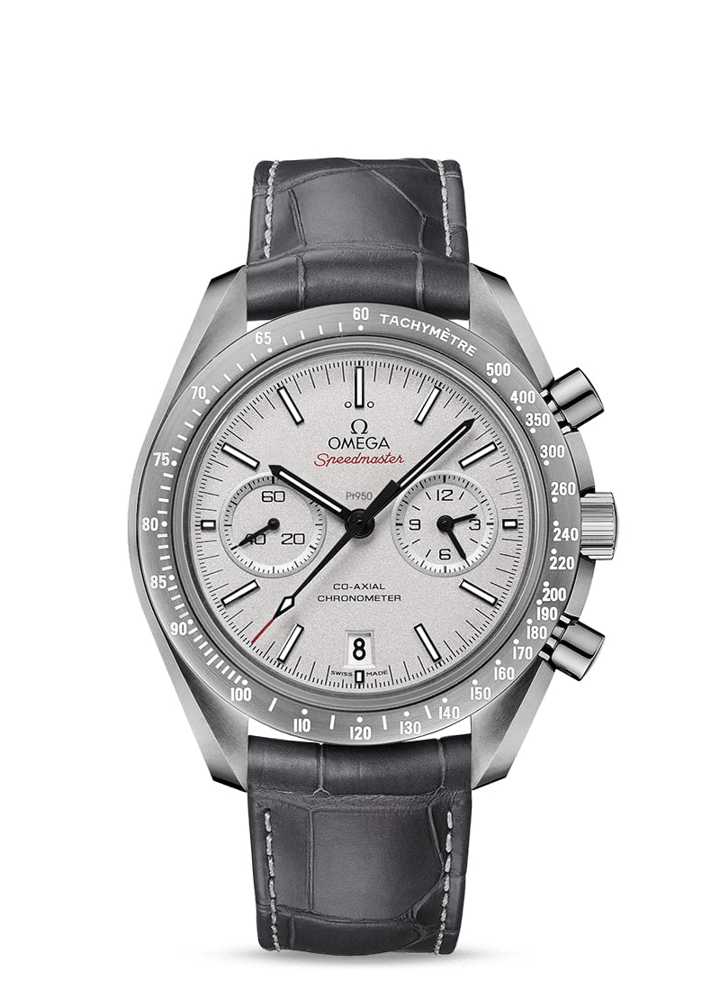 MOONWATCH OMEGA CO-AXIAL CHRONOGRAPH 44.25 MM
 Grey Side of the Moon
 
 Grey ceramic on leather strap