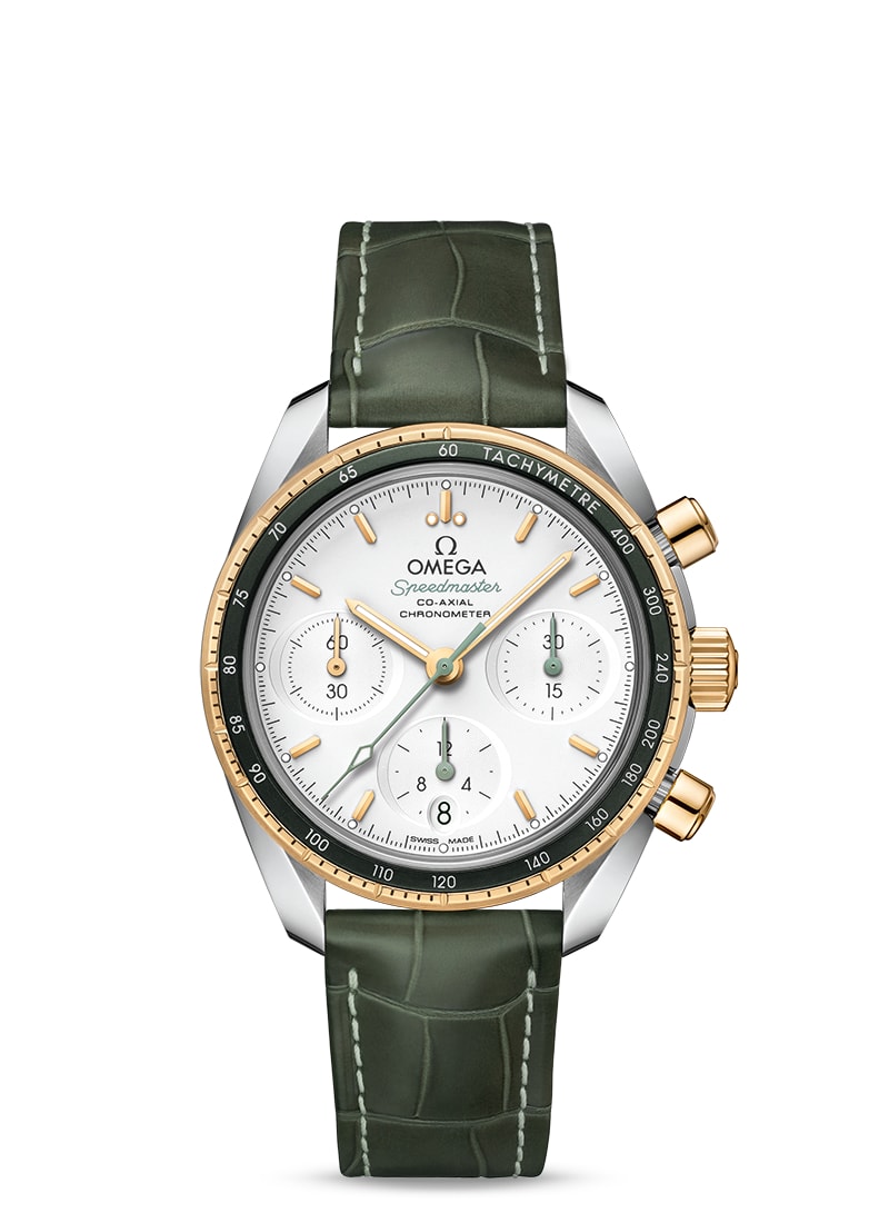 SPEEDMASTER 38 CO-AXIAL CHRONOGRAPH 38 MM
 Steel - yellow gold on leather strap