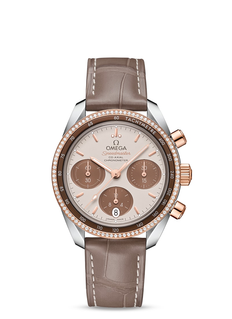 SPEEDMASTER 38 CO-AXIAL 
 CHRONOGRAPH 38 MM
 
 Taupe Alligator Strap