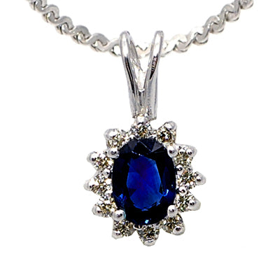 Gold Sapphire And Diamond Pendant