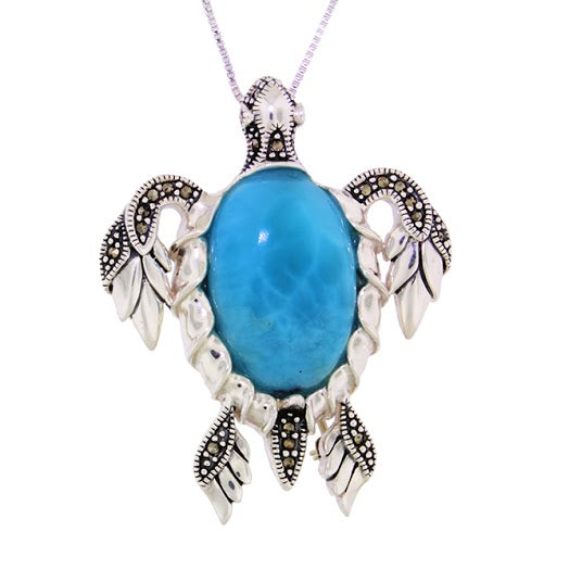 Beautiful Larimar Pendant in Sterling Silver