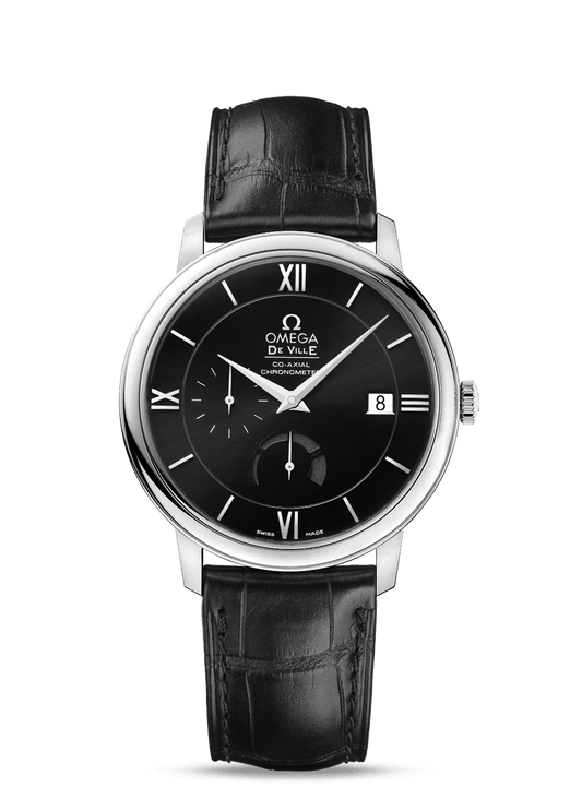 PRESTIGE CO-AXIAL POWER RESERVE 39.5 MM
 
 Steel on leather strap