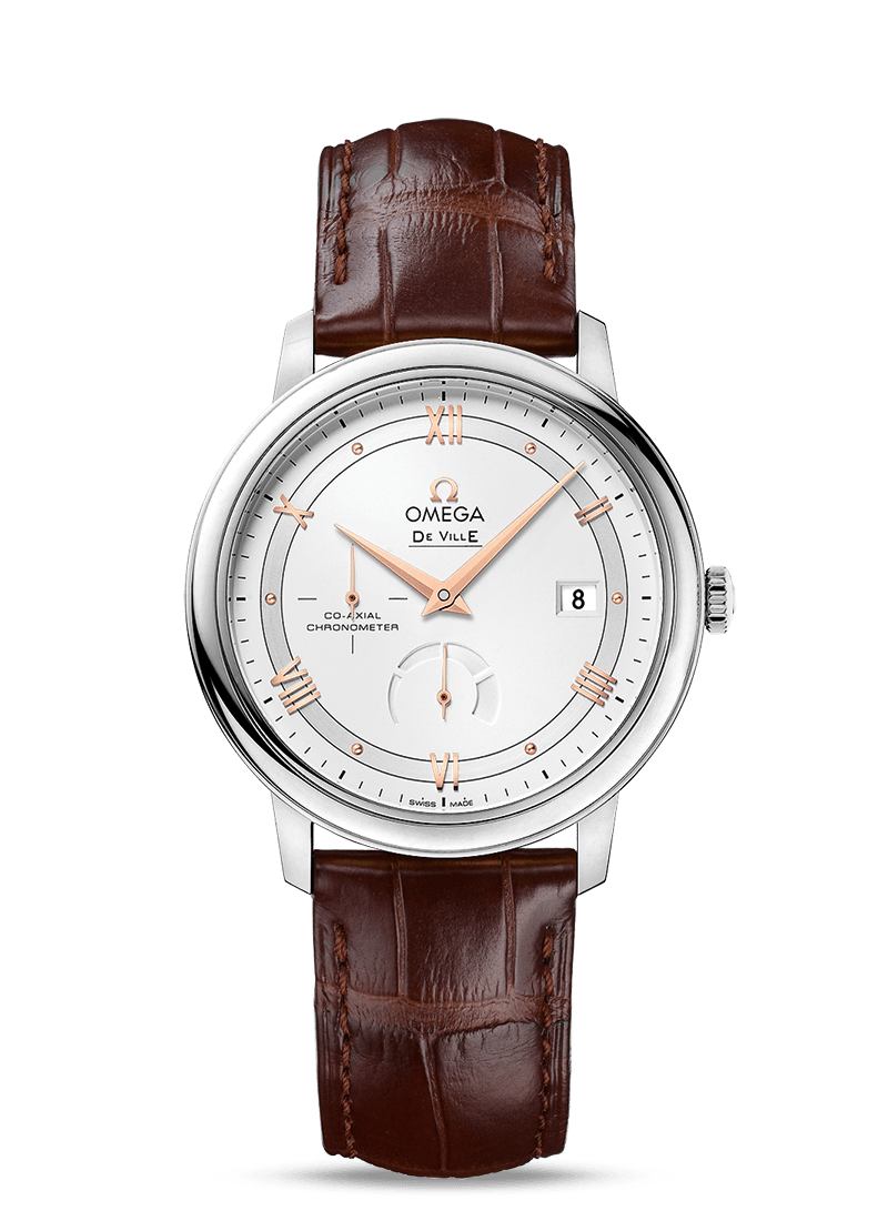 PRESTIGE CO-AXIAL POWER RESERVE 39.5 MM
 
 Steel on leather strap