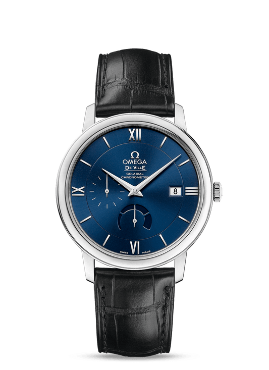 PRESTIGE CO-AXIAL POWER RESERVE 39.5 MM
 
 Steel on leather strap