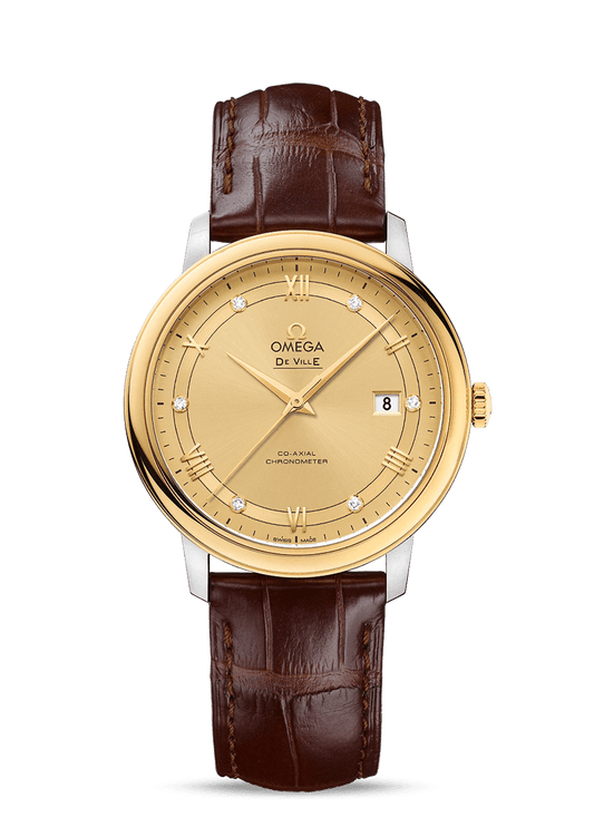 PRESTIGE CO-AXIAL 39.5 MM
 
 Steel - yellow gold on leather strap